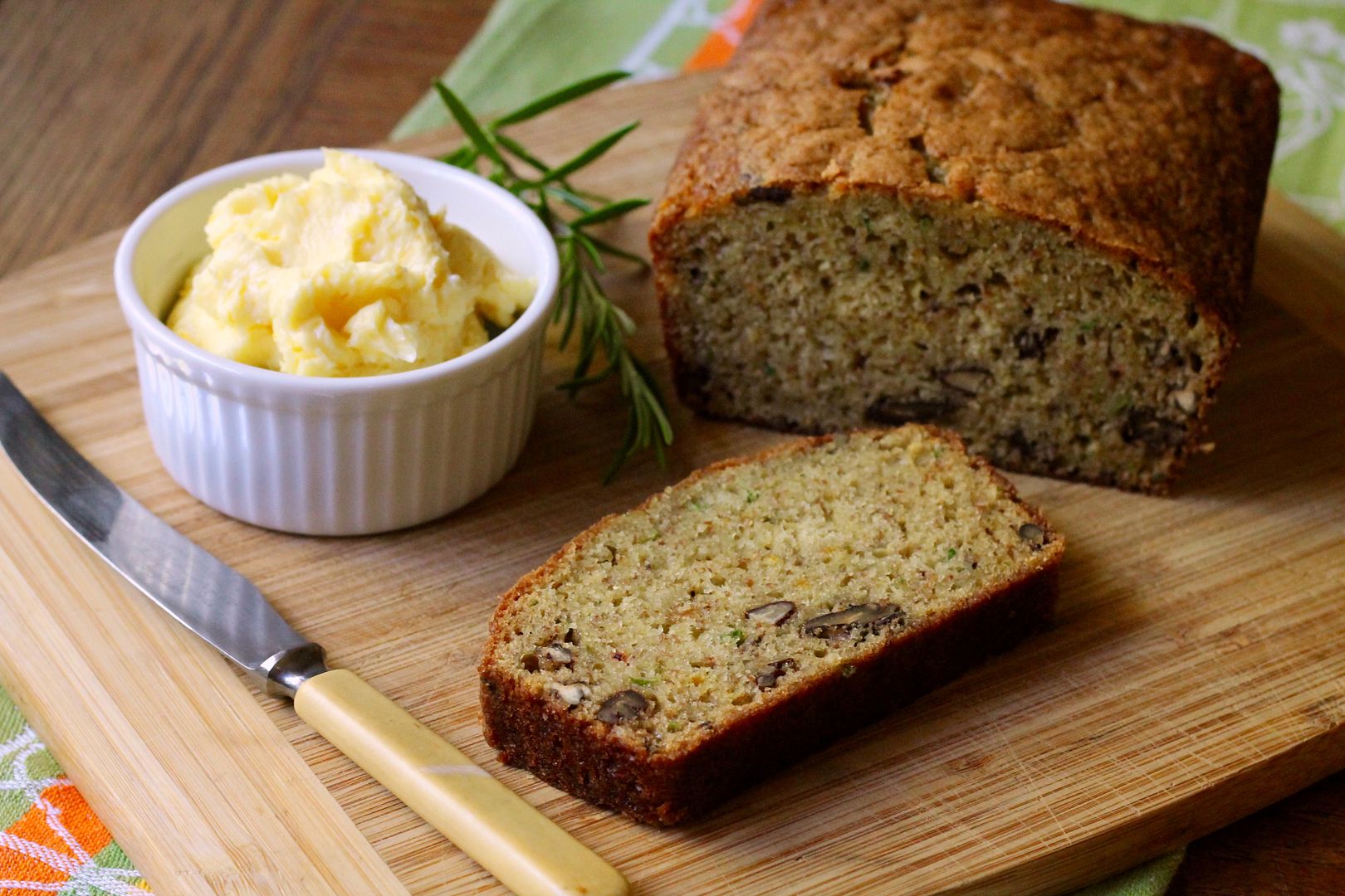 Orange Rosemary Pecan Zucchini Bread with Orange-Honey Butter | Korena in the Kitchen