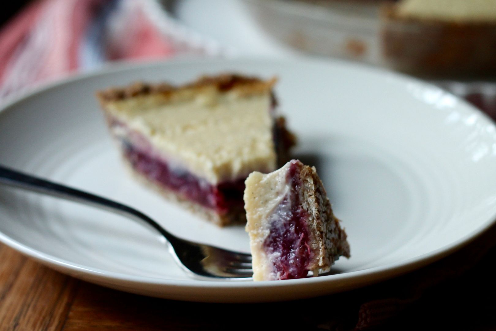 Blue-barb Custard Pie with Oatmeal Cookie Crust | Korena in the Kitchen