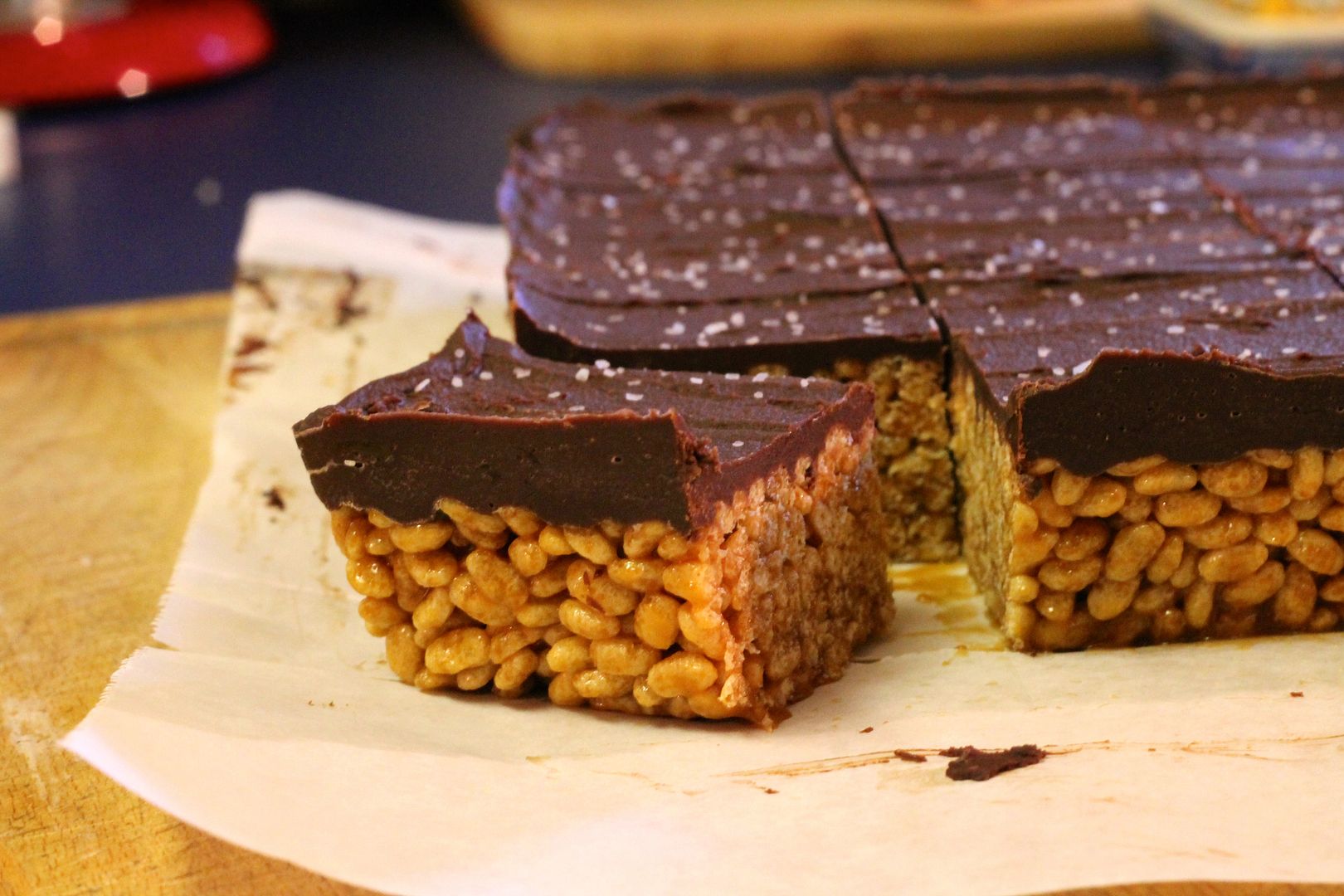 Salted Caramel & Chocolate Rice Crispy Squares | Korena in the Kitchen