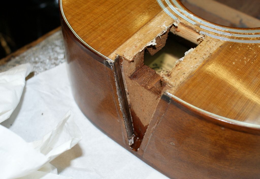 Step 10 resetting the neck on a Fylde guitar