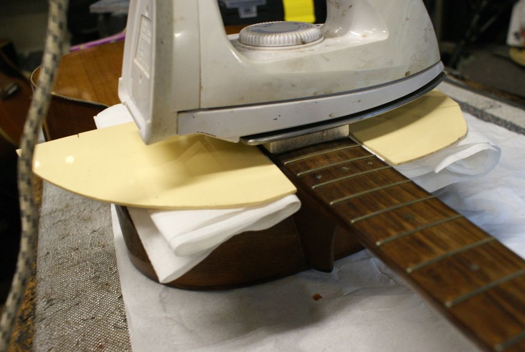Step 2 resetting the neck on a Fylde guitar