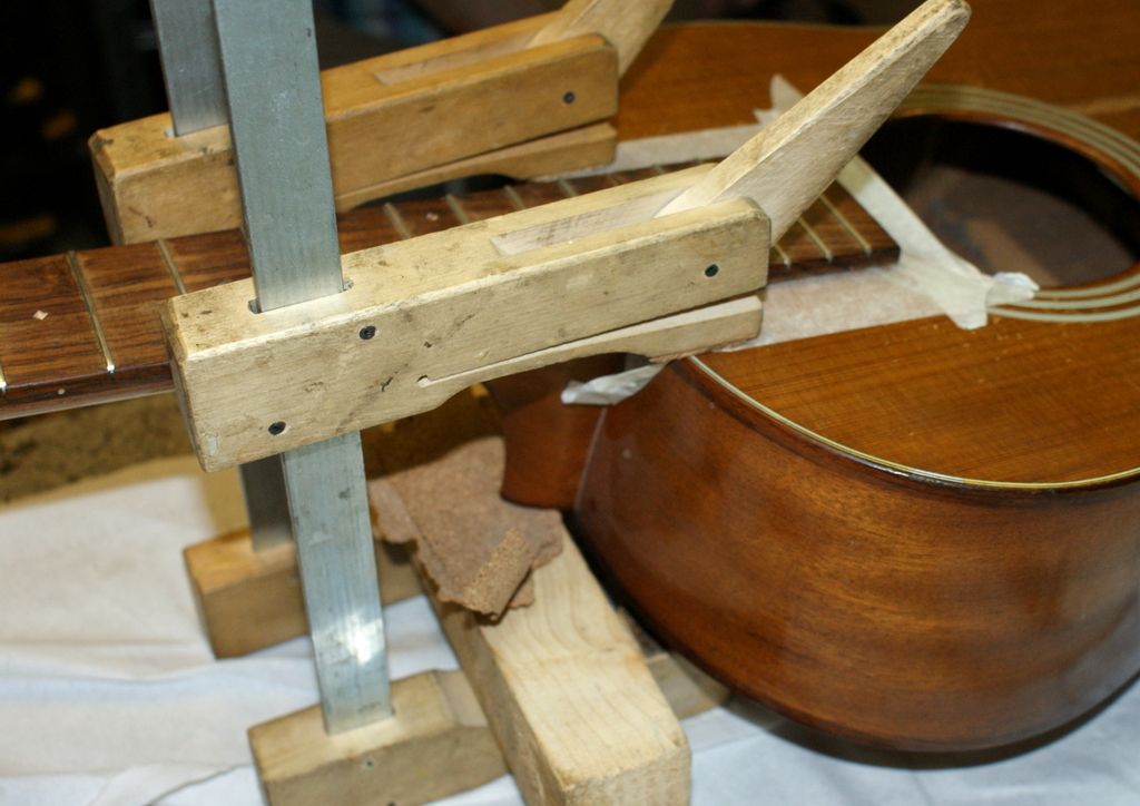 Step 6 resetting the neck of a Fylde guitar