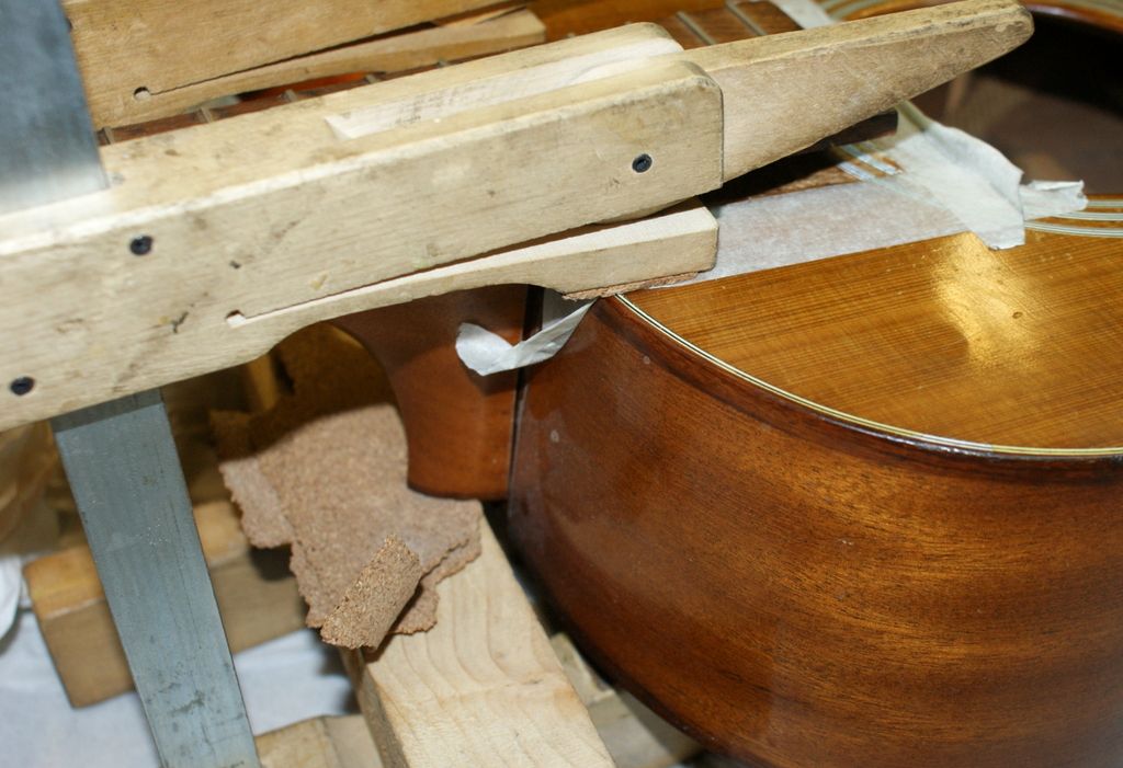 Step 8 resetting the neck on a Fylde guitar