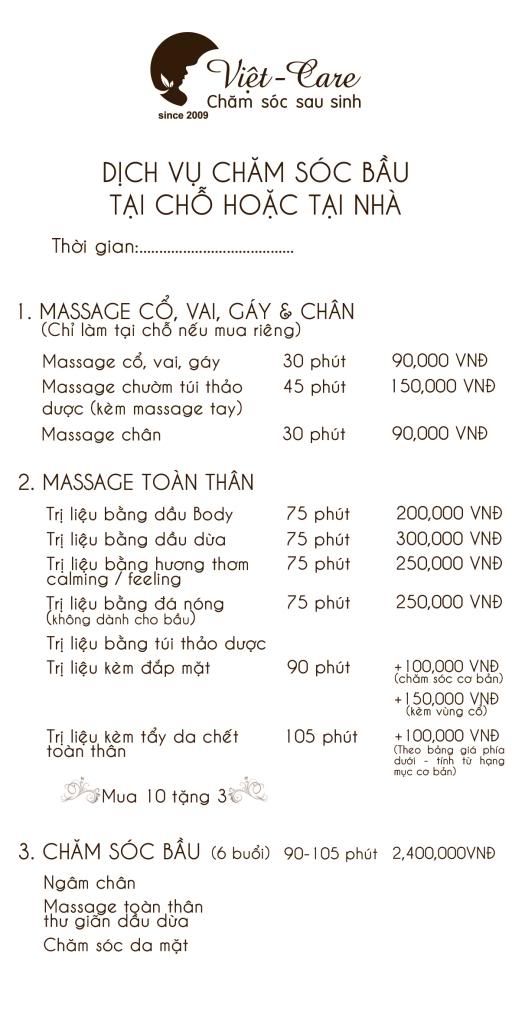 dịch vụ chăm sóc bà bầu