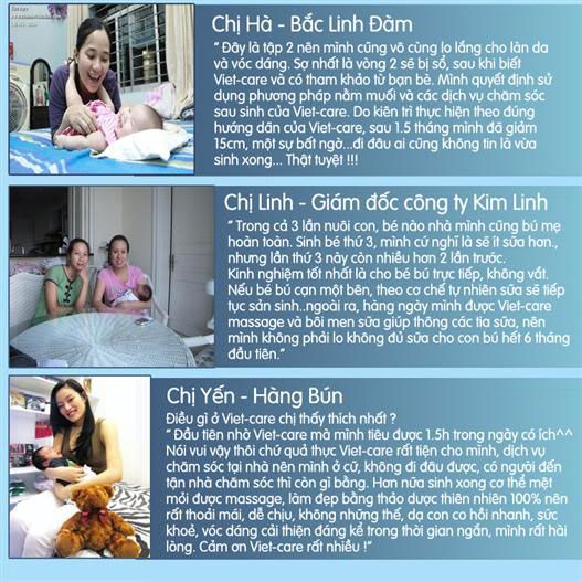 Nhật ký khách hàng Viet-care Dịch vụ chăm sóc và làm đẹp sản phụ tại nhà 