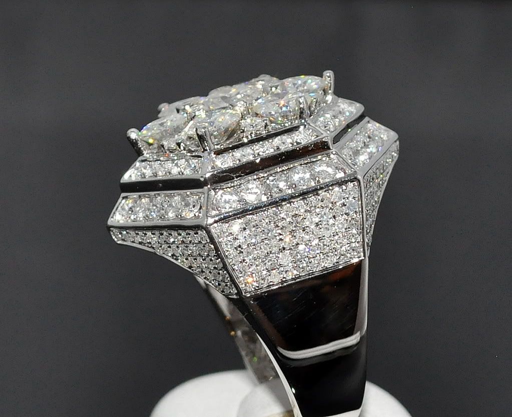 7.5CTW MENS DIAMOND & MOISSANITE RING WHITE GOLD 10K CUSTOM RING PINKY