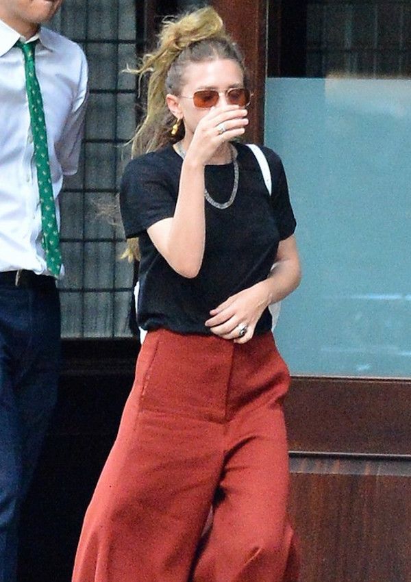 Olsens Anonymous Blog Style Fashion Get The Look Ashley Olsen Makes A Fashion Statement In Nyc With Red Wide Leg Pants Candid