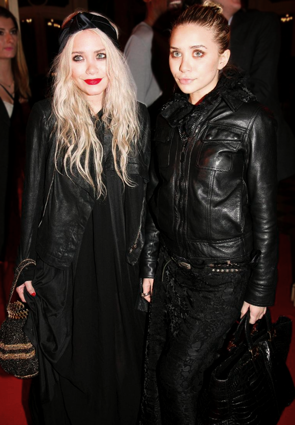 Olsens Anonymous Blog Mary Kate Ashley Olsen Twins Best All Black Looks Bandeau Turban Red Lips Long Hair Leather Jackets Lace Dress