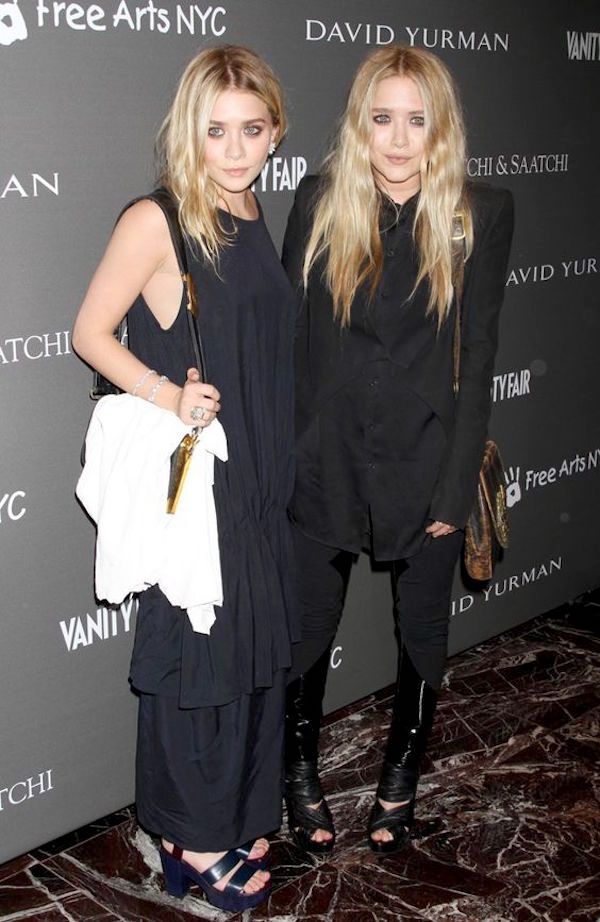Olsens Anonymous Blog Mary Kate Ashley Olsen Twins Best All Black Looks Sleeveless Maxi Dress Platforms Button Down Shirt Leather Pants Sandals