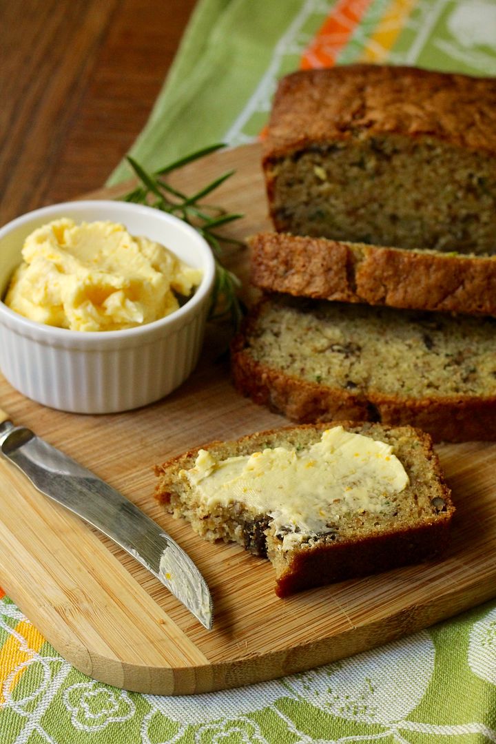 Orange Rosemary Pecan Zucchini Bread with Orange-Honey Butter | Korena in the Kitchen