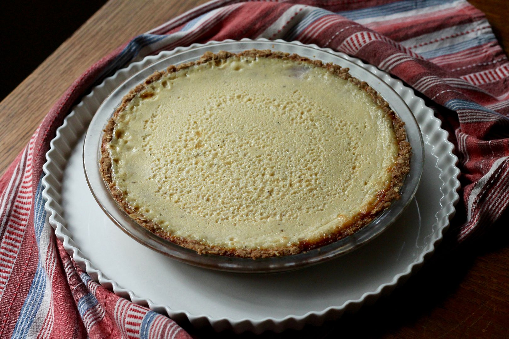 Blue-barb Custard Pie with Oatmeal Cookie Crust | Korena in the Kitchen