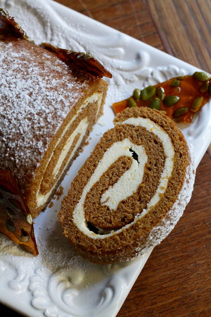 Spiced Pumpkin Roulade with White Chocolate & Mascarpone | Korena in the Kitchen