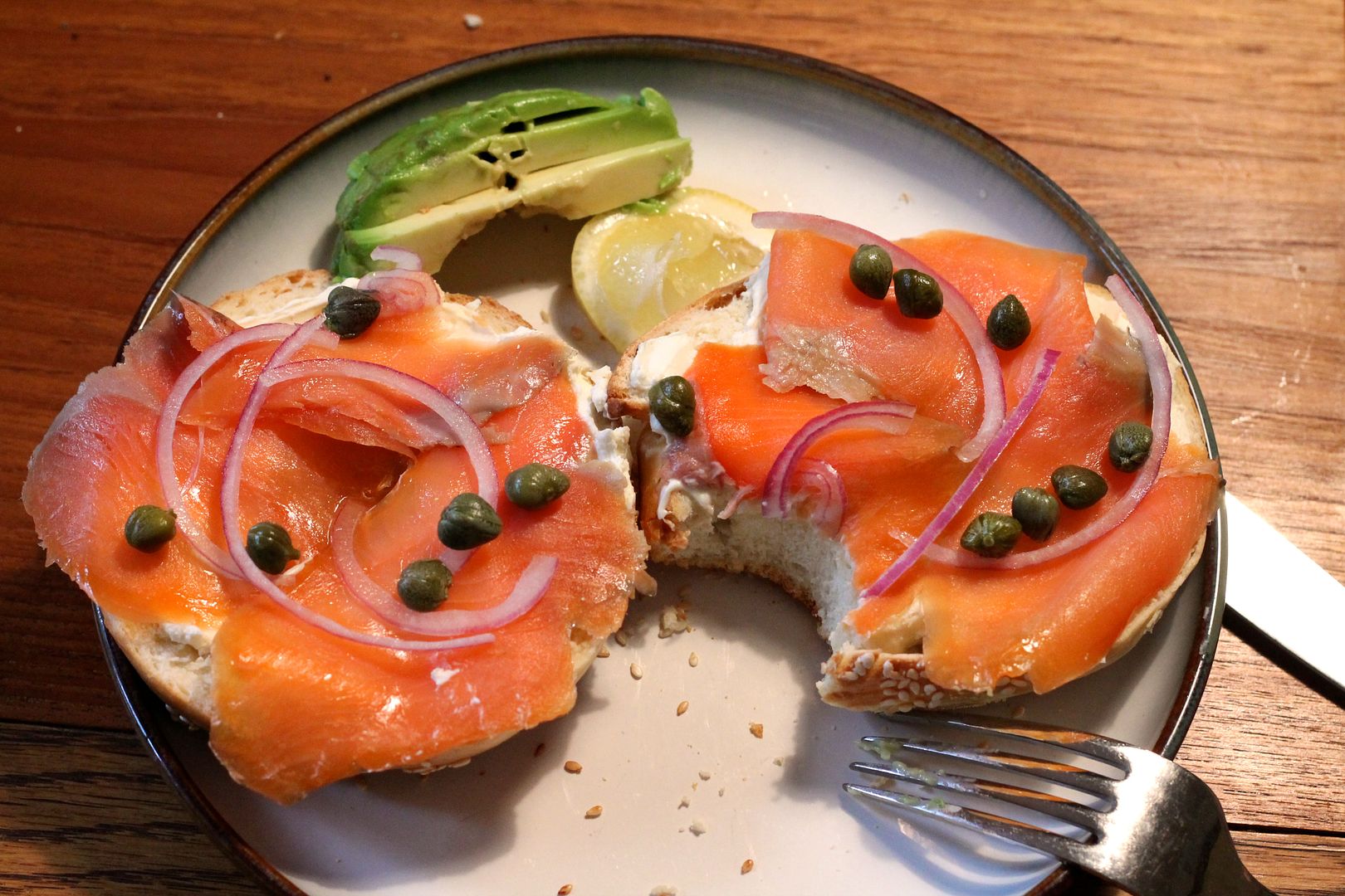 bagel with lox and cream cheese