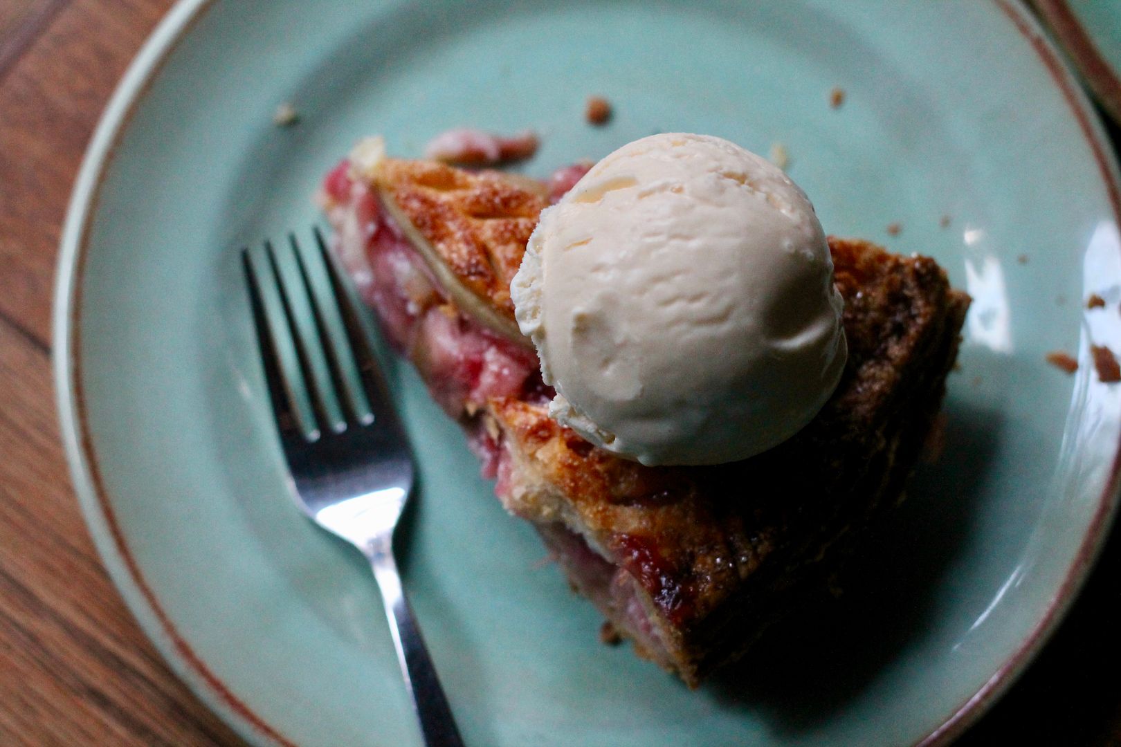 Marzipan & Rhubarb Pie, with ice cream | Korena in the Kitchen