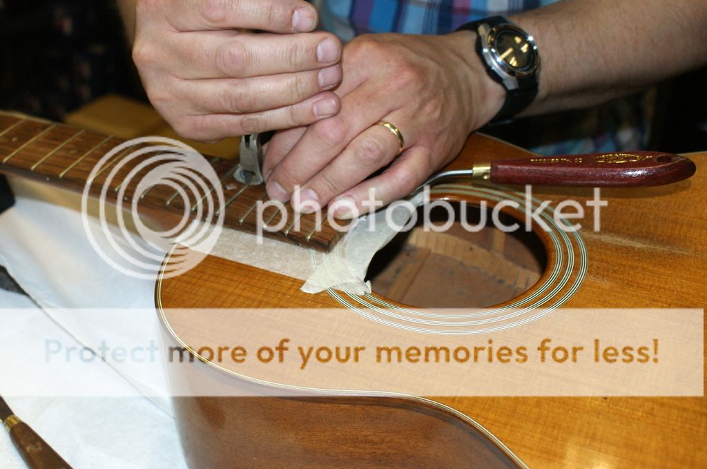 Step 4 resetting the neck on a Fylde guitar