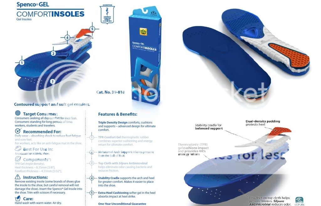 Size Womens 1 Comfort Insoles Inserts Spenco 5 6 Anti Slip