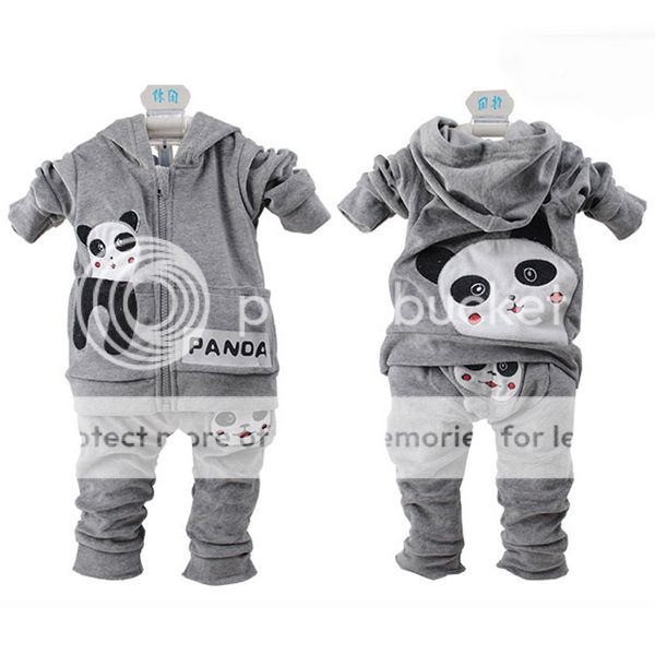 Baby Toddler Panda Hoodie Outerwear Top Pant Boy Girl Children Clothing 2pcs 0T