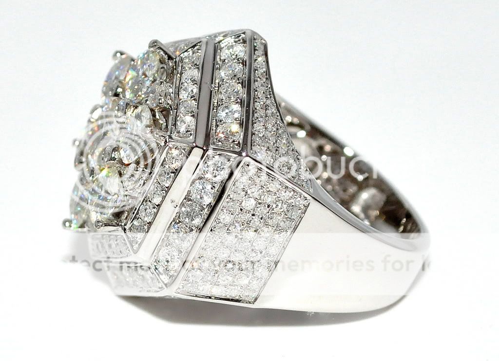 7.5CTW MENS DIAMOND & MOISSANITE RING WHITE GOLD 10K CUSTOM RING PINKY ...